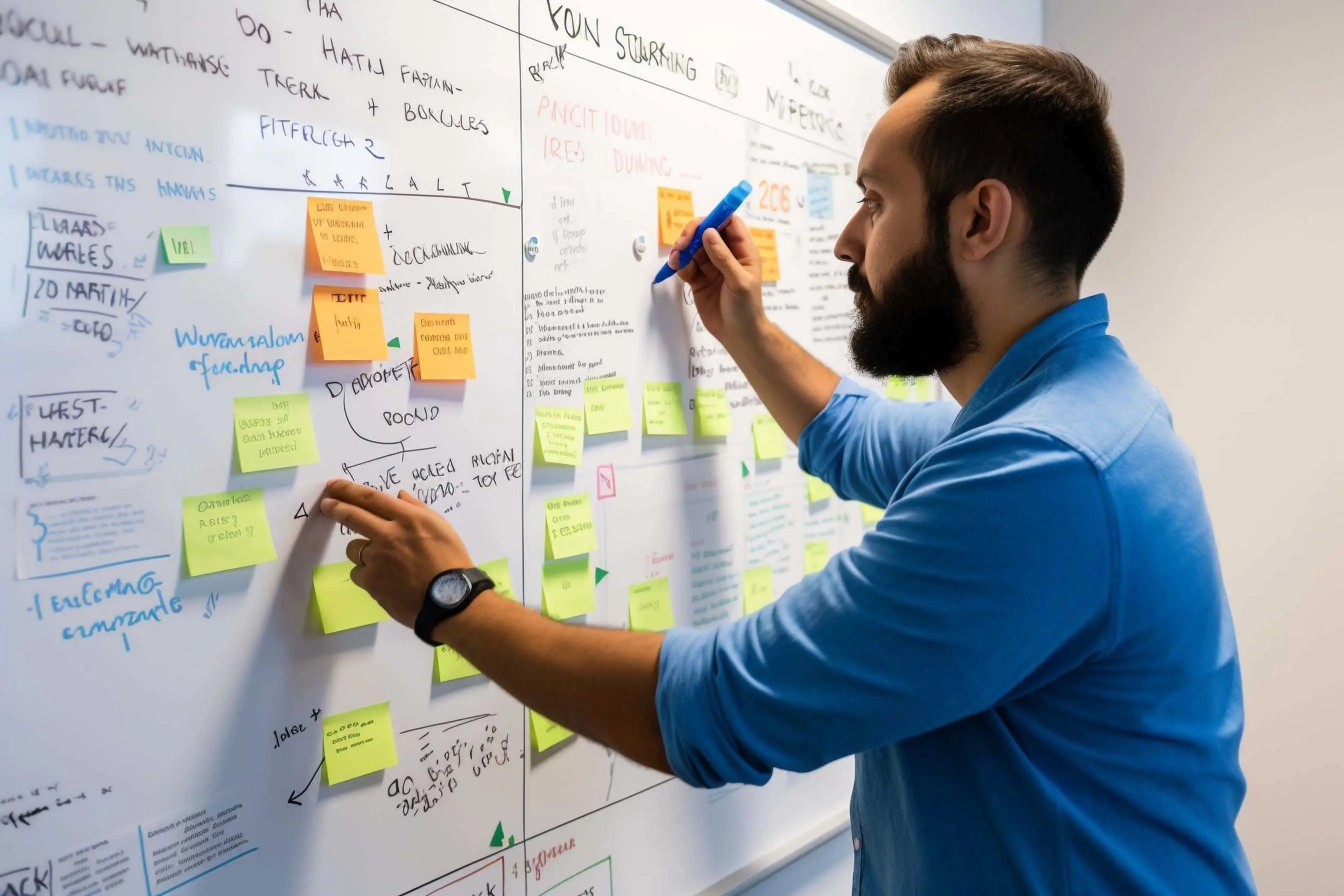 A marketer creating a detailed customer persona on a whi