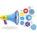 icon - megaphone with social media icons