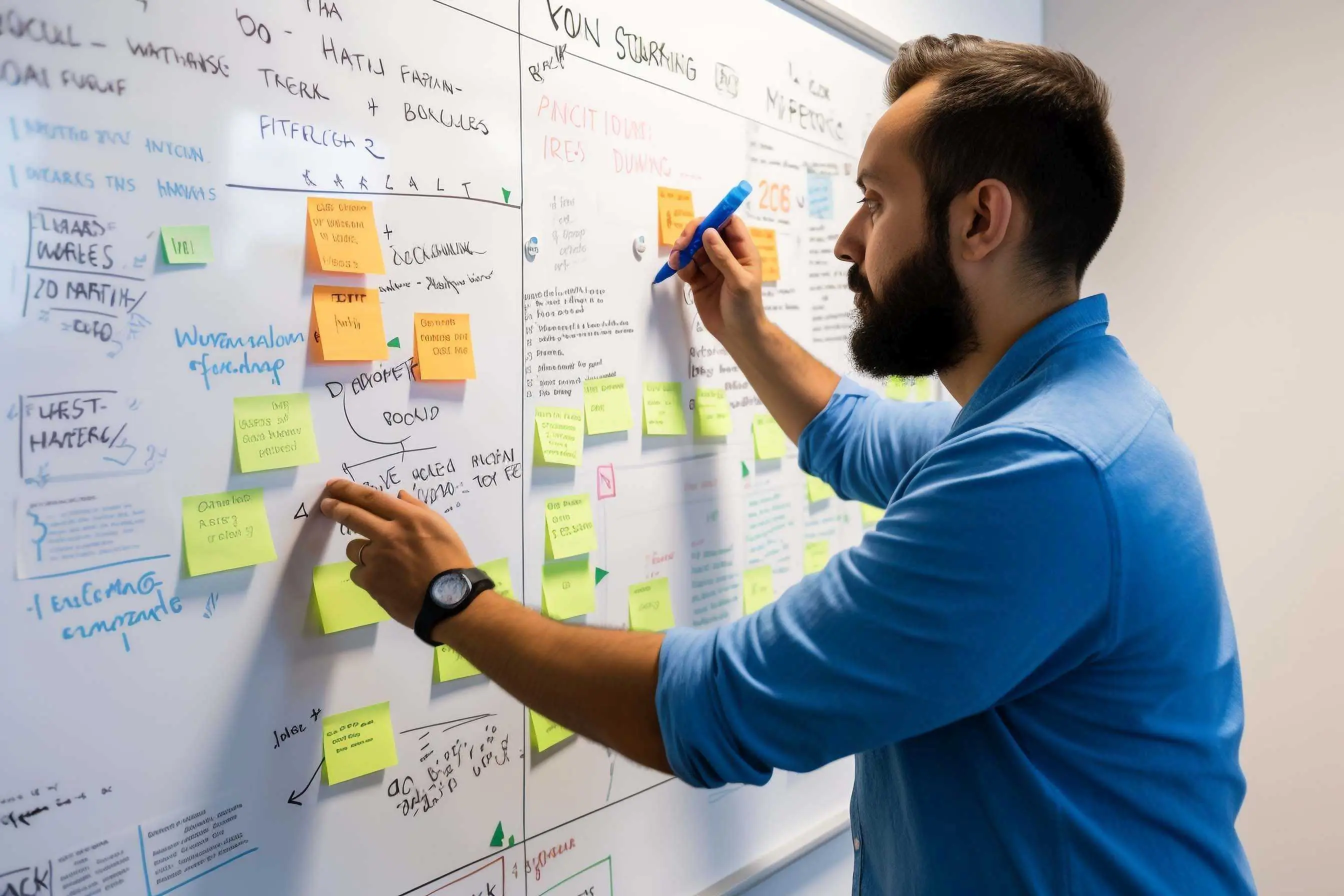 A marketer creating a detailed customer persona on a whi